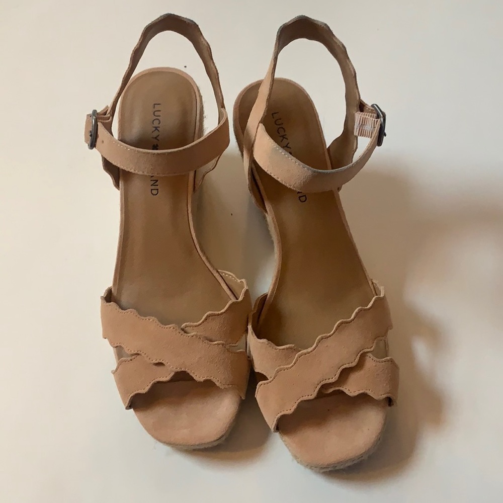 Lucky Brand suede espadrille wedge sandals